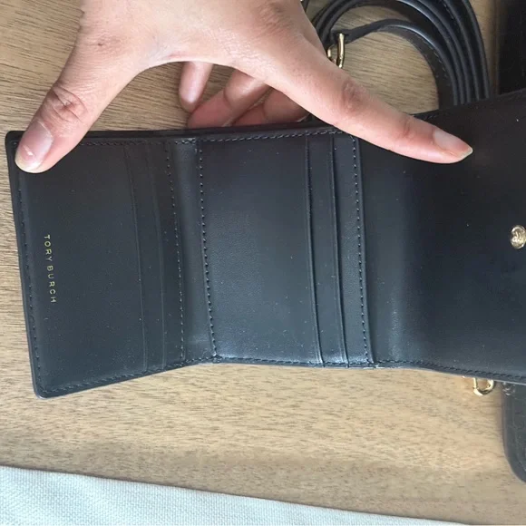 1018$+!! New Tory Burch Britten Black Leather Satchel & Matching Bifold Wallet - Picture 14 of 17